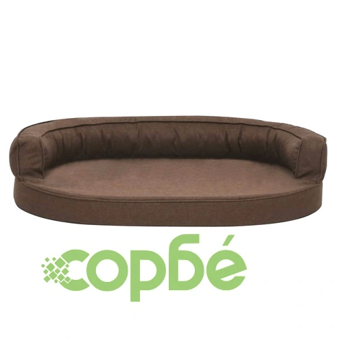 Ергономичен матрак кучeшко легло, 90x64 см, с вид на лен, кафяв ➤ топ цена ➤ sorbe.bg