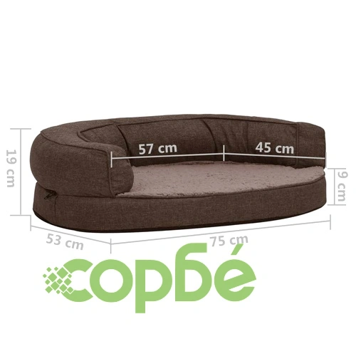 Ергономичен матрак за кучe, 75x53 см, вид на лен, полар, кафяв ➤ топ цена ➤ sorbe.bg