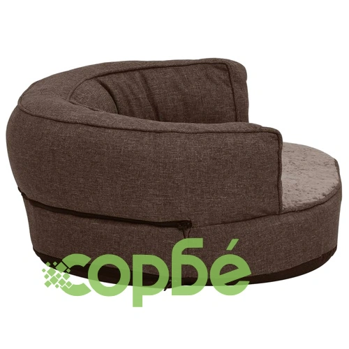 Ергономичен матрак за кучe, 90x64 см, вид на лен, полар, кафяв ➤ топ цена ➤ sorbe.bg