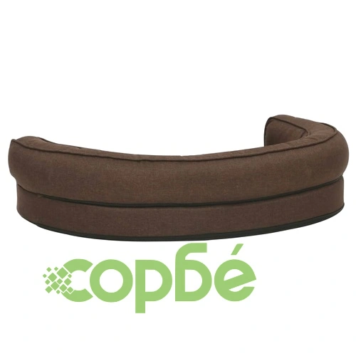 Ергономичен матрак за кучe, 90x64 см, вид на лен, полар, кафяв ➤ топ цена ➤ sorbe.bg