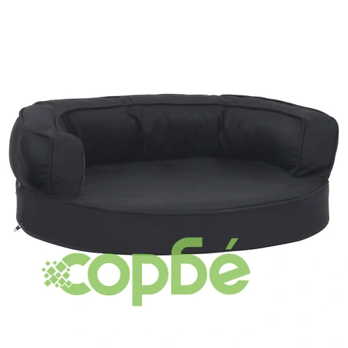 Ергономичен матрак кучeшко легло, 60x42 см, с вид на лен, черен ➤ топ цена ➤ sorbe.bg