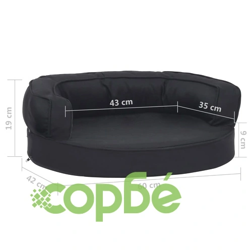 Ергономичен матрак кучeшко легло, 60x42 см, с вид на лен, черен ➤ топ цена ➤ sorbe.bg