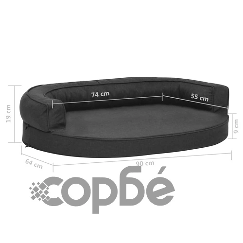 Ергономичен матрак кучeшко легло, 90x64 см, с вид на лен, черен ➤ топ цена ➤ sorbe.bg