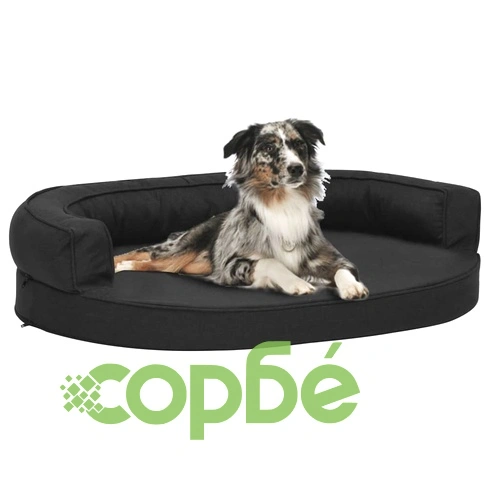 Ергономичен матрак кучeшко легло, 90x64 см, с вид на лен, черен ➤ топ цена ➤ sorbe.bg