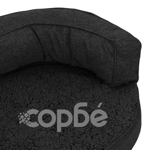 Ергономичен матрак за кучe, 90x64 см, вид на лен, полар, черен ➤ топ цена ➤ sorbe.bg