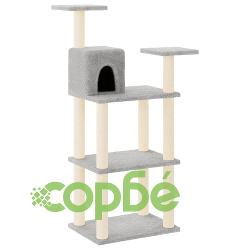 Котешко дърво със сизалени стълбове, светлосиво, 118,5 см ➤ топ цена ➤ sorbe.bg