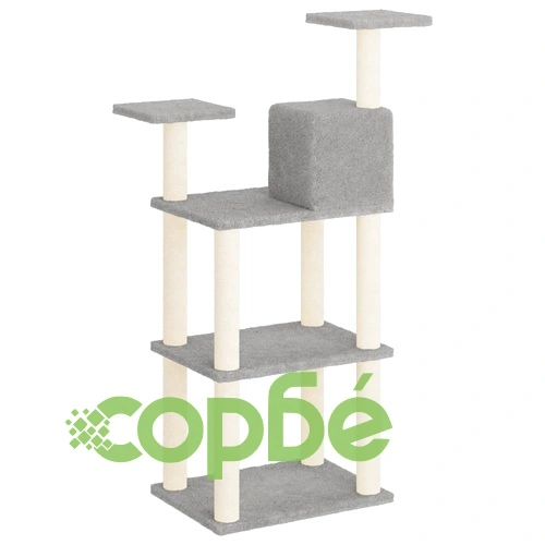 Котешко дърво със сизалени стълбове, светлосиво, 118,5 см ➤ топ цена ➤ sorbe.bg