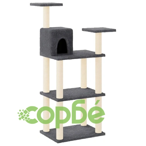 Котешко дърво със сизалени стълбове, тъмносиво, 118,5 см ➤ топ цена ➤ sorbe.bg