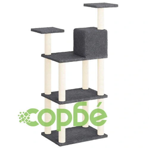 Котешко дърво със сизалени стълбове, тъмносиво, 118,5 см ➤ топ цена ➤ sorbe.bg