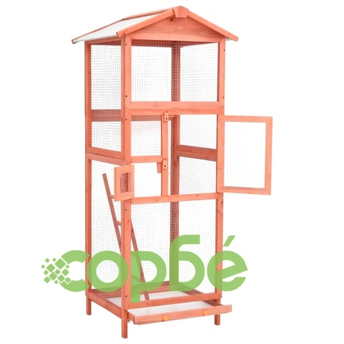Клетка за птици, 68x62x166, чам масив ➤ топ цена ➤ sorbe.bg