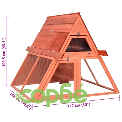 Клетка за зайци, 152x127x109,5 см, чам масив ➤ топ цена ➤ sorbe.bg