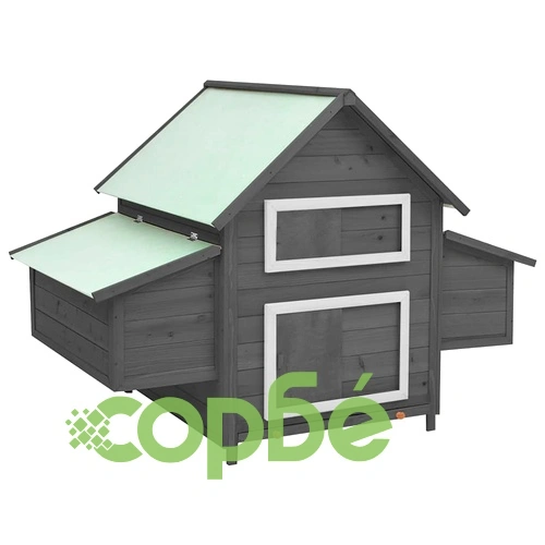 Птичарник, сиво и бяло, 150x96x110 см, масивен чам ➤ топ цена ➤ sorbe.bg