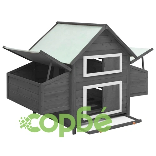 Птичарник, сиво и бяло, 150x96x110 см, масивен чам ➤ топ цена ➤ sorbe.bg