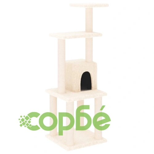 Котешко дърво със сизалени стълбове, кремаво, 105 см ➤ топ цена ➤ sorbe.bg