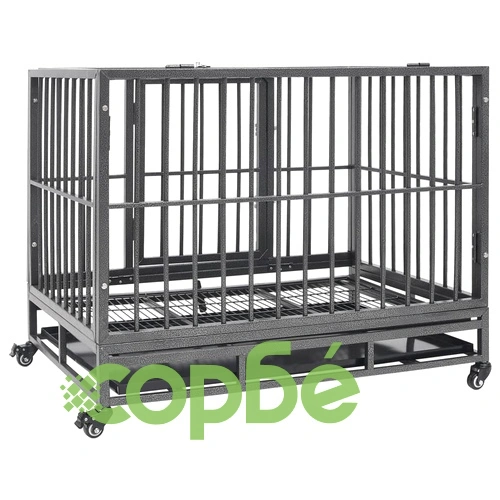 Клетка за кучета с колелца, стомана, 102x72x85 см ➤ топ цена ➤ sorbe.bg