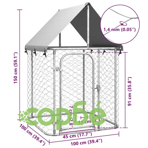 Дворна клетка за кучета с покрив, 100x100x150 см ➤ топ цена ➤ sorbe.bg