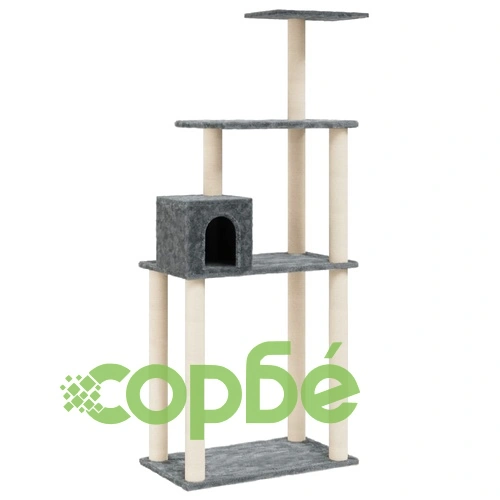 Котешко дърво със сизалени стълбове, тъмносиво, 147 см ➤ топ цена ➤ sorbe.bg