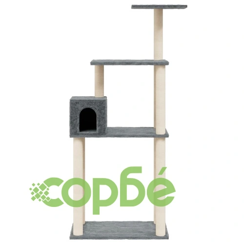 Котешко дърво със сизалени стълбове, тъмносиво, 147 см ➤ топ цена ➤ sorbe.bg