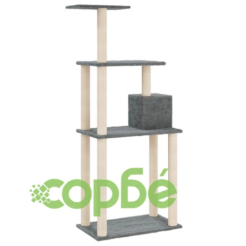 Котешко дърво със сизалени стълбове, тъмносиво, 147 см ➤ топ цена ➤ sorbe.bg
