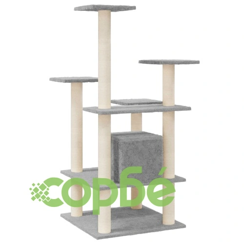 Котешко дърво със сизалени стълбове, светлосиво, 110 см ➤ топ цена ➤ sorbe.bg