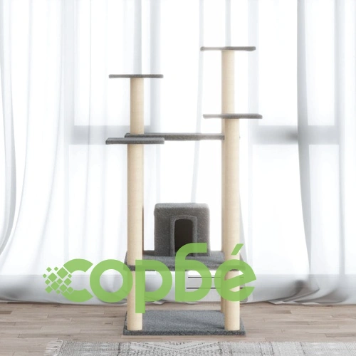 Котешко дърво със сизалени стълбове, светлосиво, 110 см ➤ топ цена ➤ sorbe.bg