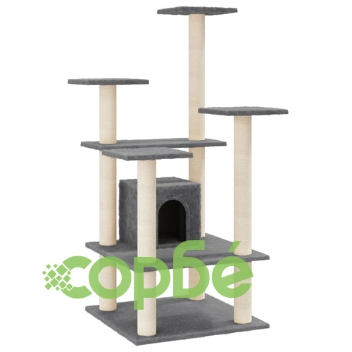 Котешко дърво със сизалени стълбове, тъмносиво, 110 см ➤ топ цена ➤ sorbe.bg