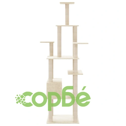 Котешко дърво със сизалени стълбове, кремаво, 183 см ➤ топ цена ➤ sorbe.bg