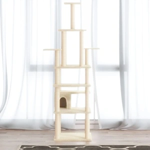 Котешко дърво със сизалени стълбове, кремаво, 183 см