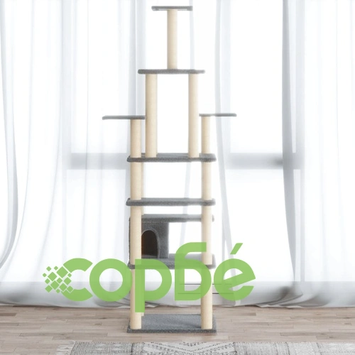 Котешко дърво със сизалени стълбове, светлосиво, 183 см ➤ топ цена ➤ sorbe.bg