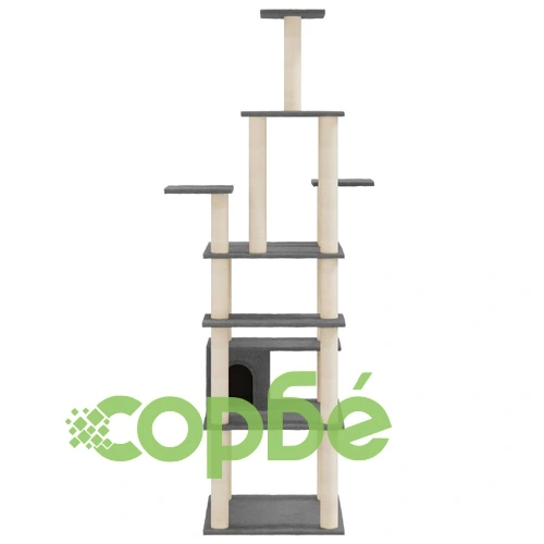 Котешко дърво със сизалени стълбове, тъмносиво, 183 см ➤ топ цена ➤ sorbe.bg