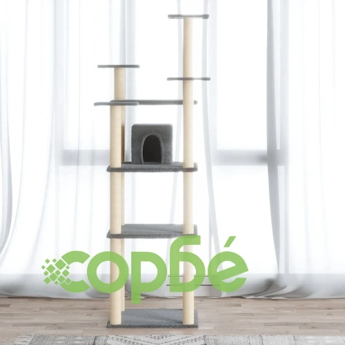 Котешко дърво със сизалени стълбове, светлосиво, 171 см ➤ топ цена ➤ sorbe.bg
