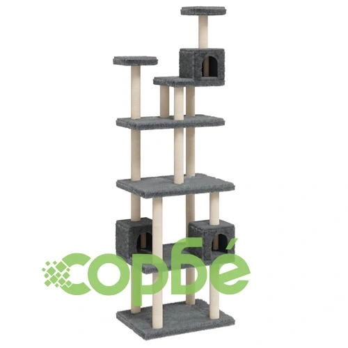 Котешко дърво със сизалени стълбове, тъмносиво, 188 см ➤ топ цена ➤ sorbe.bg