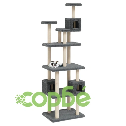 Котешко дърво със сизалени стълбове, тъмносиво, 188 см ➤ топ цена ➤ sorbe.bg