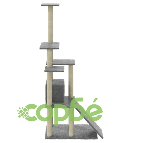 Котешко дърво със сизалени стълбове, светлосиво, 155 см ➤ топ цена ➤ sorbe.bg