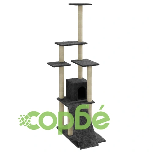 Котешко дърво със сизалени стълбове, тъмносиво, 155 см ➤ топ цена ➤ sorbe.bg