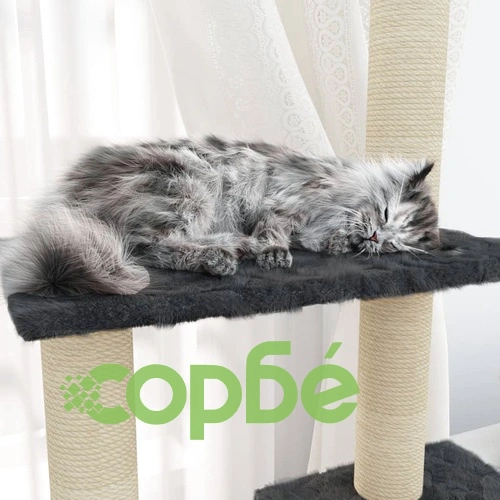 Котешко дърво със сизалени стълбове, тъмносиво, 155 см ➤ топ цена ➤ sorbe.bg