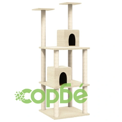 Котешко дърво със сизалени стълбове за драскане кремаво 141 см ➤ топ цена ➤ sorbe.bg
