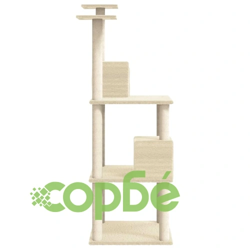 Котешко дърво със сизалени стълбове за драскане кремаво 141 см ➤ топ цена ➤ sorbe.bg
