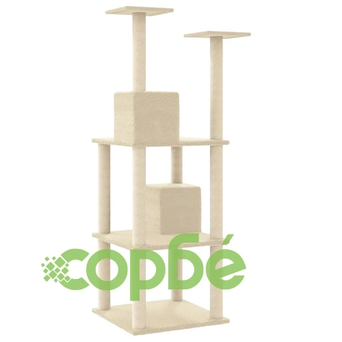 Котешко дърво със сизалени стълбове за драскане кремаво 141 см ➤ топ цена ➤ sorbe.bg