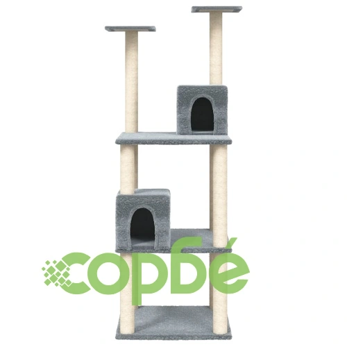 Котешко дърво със сизалени стълбове, светлосиво, 141 см ➤ топ цена ➤ sorbe.bg