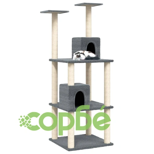 Котешко дърво със сизалени стълбове, тъмносиво, 141 см ➤ топ цена ➤ sorbe.bg