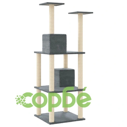 Котешко дърво със сизалени стълбове, тъмносиво, 141 см ➤ топ цена ➤ sorbe.bg