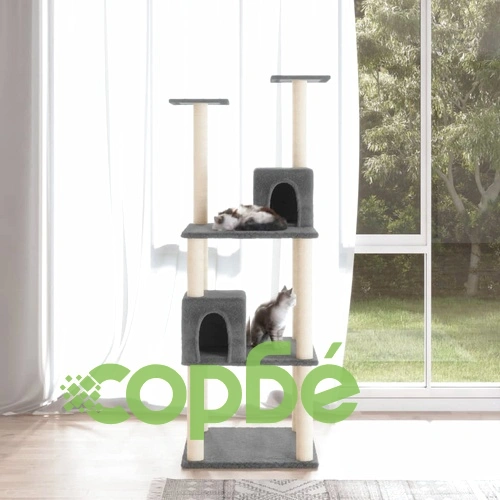 Котешко дърво със сизалени стълбове, тъмносиво, 141 см ➤ топ цена ➤ sorbe.bg