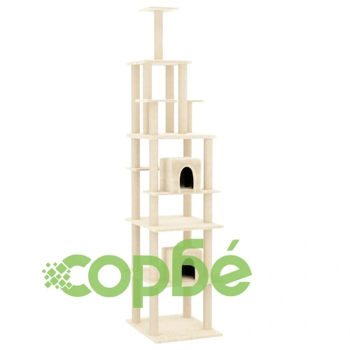Котешко дърво със сизалени стълбове за драскане кремаво 216 см ➤ топ цена ➤ sorbe.bg
