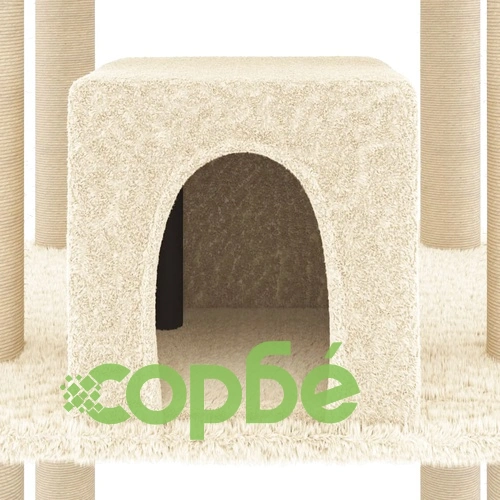 Котешко дърво със сизалени стълбове за драскане кремаво 216 см ➤ топ цена ➤ sorbe.bg