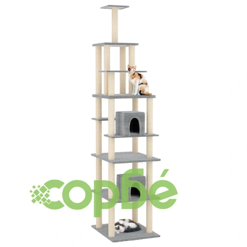 Котешко дърво със сизалени стълбове, светлосиво, 216 см ➤ топ цена ➤ sorbe.bg