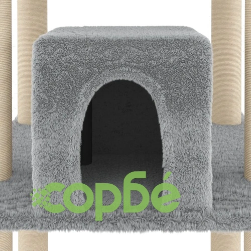 Котешко дърво със сизалени стълбове, светлосиво, 216 см ➤ топ цена ➤ sorbe.bg