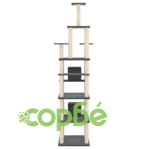 Котешко дърво със сизалени стълбове, тъмносиво, 216 см ➤ топ цена ➤ sorbe.bg