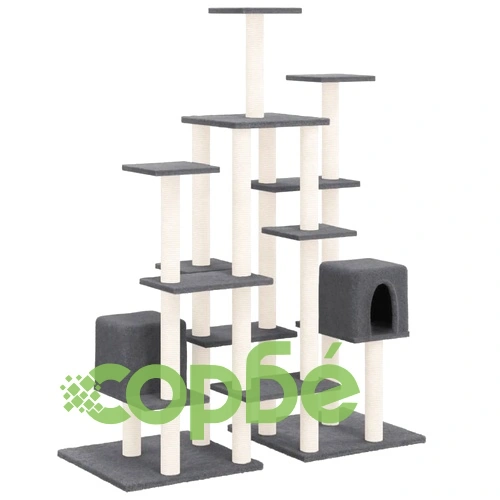 Котешко дърво със сизалени стълбове, тъмносиво, 145 см ➤ топ цена ➤ sorbe.bg