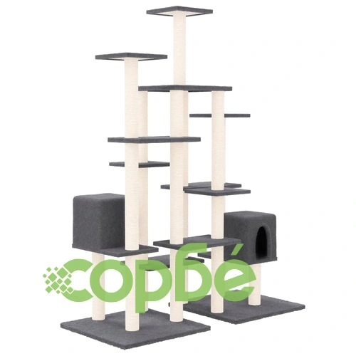 Котешко дърво със сизалени стълбове, тъмносиво, 145 см ➤ топ цена ➤ sorbe.bg